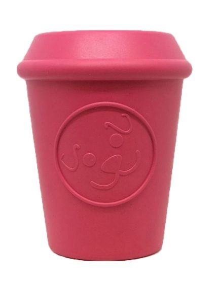 MKB Coffee Cup Durable Rubber Chew Toy & Treat Dispenser - Pink