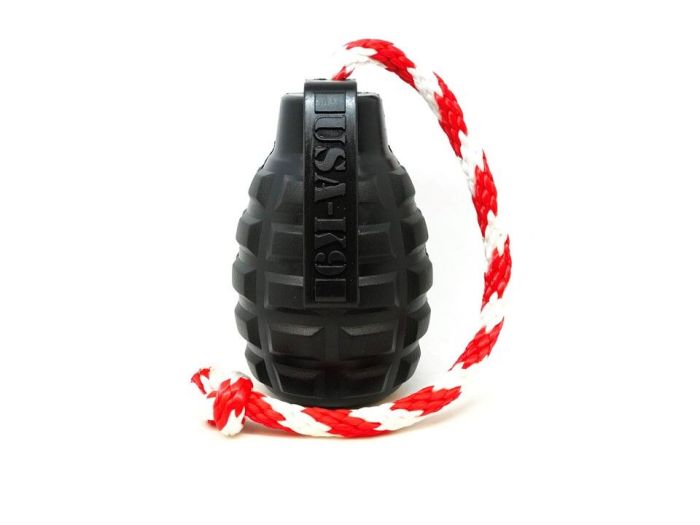 USA-K9 Grenade Reward Toy With Rope - Black Magnum