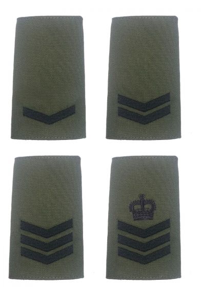 Royal Marines Commando Rank Slide - (Black on Olive Green) All Ranks