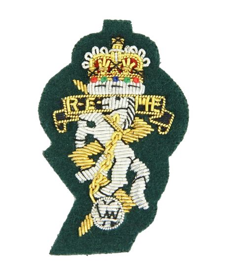 REME Commando Green Wire Embroided Officers Cap / Beret Badge (Green)