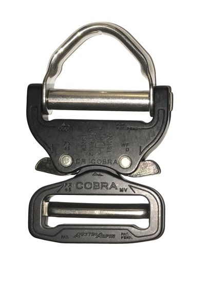 AustriAlpin 45mm / 1.75" Matt Black Cobra Buckle and D Ring + XL Clips FX45MVD-XB