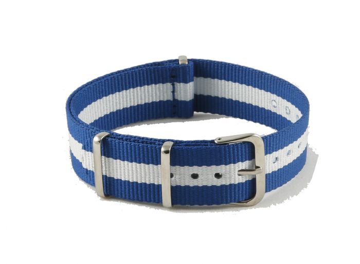 Blue and White NATO G10 Nylon Military Watch Strap