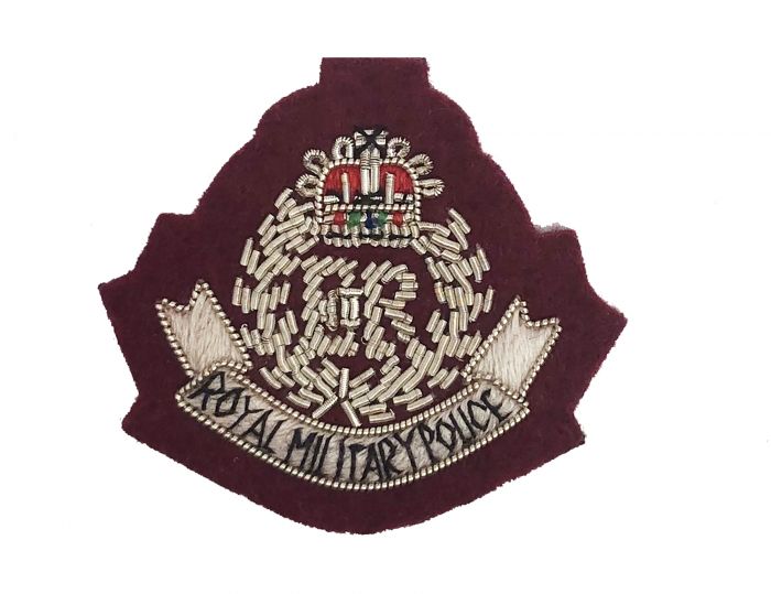 Royal Military Police (RMP) Officers Wire Embroided Beret Badge (Para Maroon)