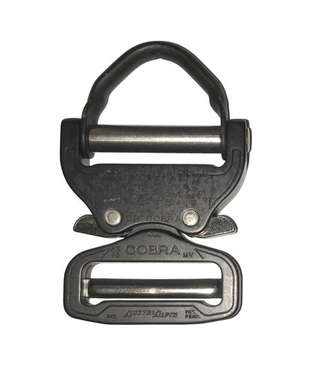 AustriAlpin 45mm / 1.75" Matt Black Cobra Buckle and Black D Ring + XL Clips FX45MVO-XB