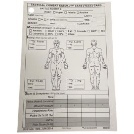 Modestone Waterproof Double Sided Tactical Combat Casualty Care (TCCC) Card