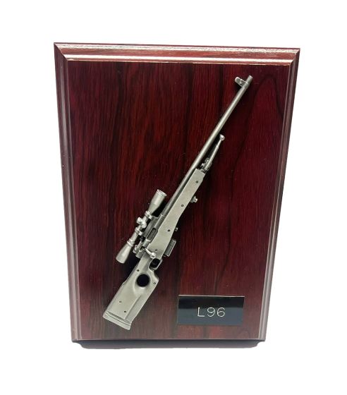 L96 Sniper Rifle Plaque - L96 in Pewter (7" x 5")