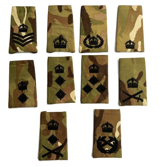 Pair Black on MTP Rank Slides Epaulette - Kings Crown 