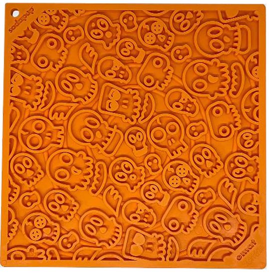 SodaPup Lick Mat - Enrichment EMAT with Zombie Design - Orange - Large