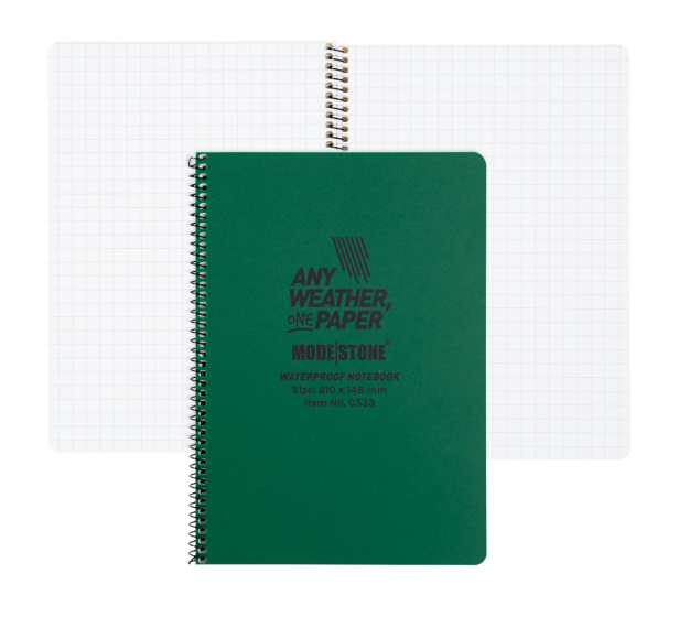 A5 Side Spiral Green Modestone Notebook - 30 Sheets