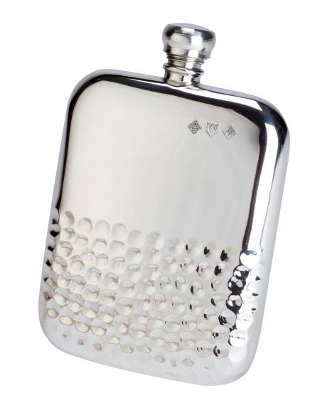 Bisley 6oz Half Hammered Kidney Pewter Flask