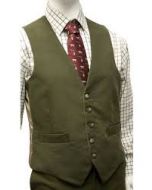 Olive Moleskin Waistcoat by Wathen Gardiner