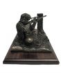 Bronze Sniper Statue - Sitting side