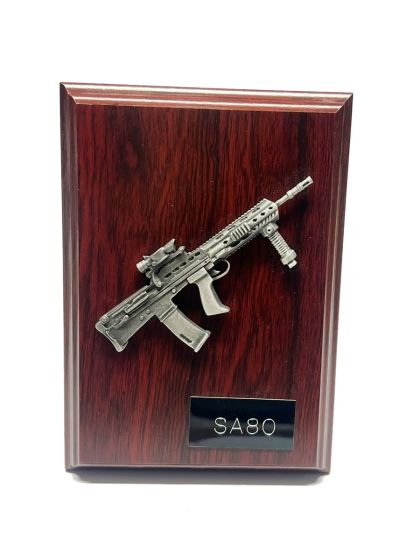 SA80 Rifle Plaque - SA80 in Pewter (6" x 4")