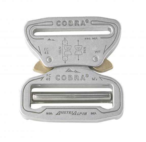 AustriAlpin 45mm 1.75" Chrome Cobra Buckle - Male Adjustable Female Fixed FC45AVF