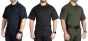 three-people-wearing-first-tactical-v2-short-sleeved-responder-shirts,-from-left-to-right,-midnight-navy,-black,-and-od-green