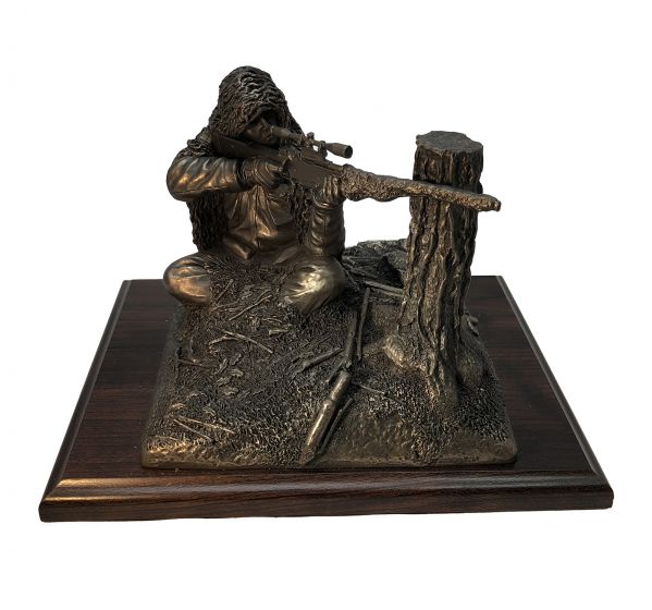 Bronze Sniper Statue - Sitting 