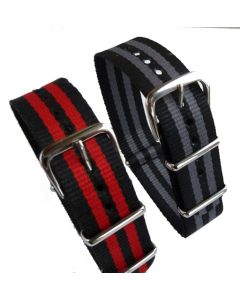 NATO G10 Nylon Military 2 Stripe Watch Strap - All Colours