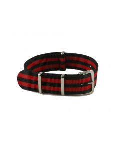 2 Stripe Red on Black NATO G10 Nylon Military Watch Strap