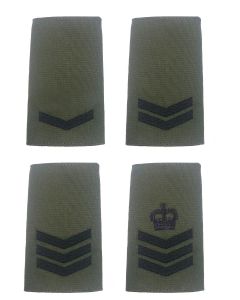 Royal Marines Commando Rank Slide - (Black on Olive Green) All Ranks