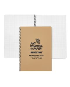 A4 Side Spiral Modestone Waterproof Notepad (100 Pages/50 Sheets) - Military Model - Tan