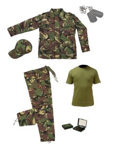 Kids Army Camo Pack 16 - Tshirt, Pants, Jacket, Cap, Camo Paint and Dog Tags