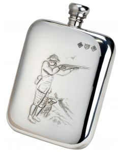 Bisley 6oz Shooter & Dog Pewter Rounded Flask