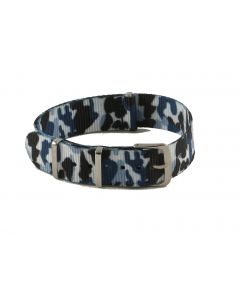 Midnight Blue Camouflage NATO G10 Nylon Military Watch Strap