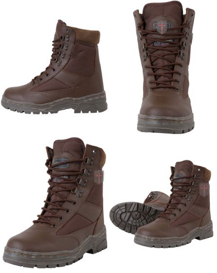 Half Leather Brown Combat Boots