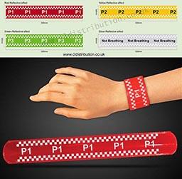 Casualty labelling following triage (NHS TEN SECOND Triage Slap Bands)